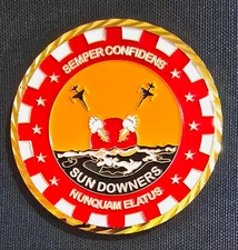 Awesome 3" USN Navy Chiefs Mess CPO Challenge Coin VFC-111 "Sundowners" Key West