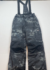 32 Degrees Weatherproof Ski Bibs Boys Size L 14 16 Gray Camo Pants Suspenders