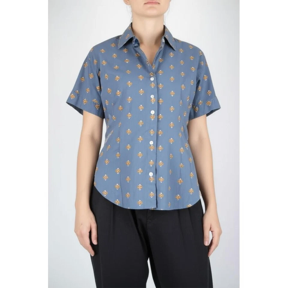 PENDLETON Mujer Abotonada XS Gris Multi Estampado Azteca Algodón Perla Exterior Cabina Foto 3 de 4