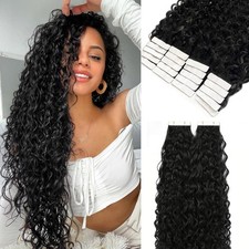22" Curly Remy Human Hair Tape-in Extensions 20pcs 50G Double Sided PU