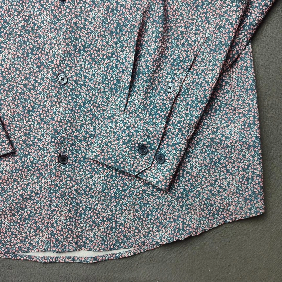 Camisa Mizzen+Main Sotavento Para Hombres Mediana Azul Rosa Floral Ajuste Botón Foto 4 de 4