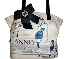 BRIGHTON MY FLAT IN LONDON MARGAUX ZIP TOTE, JEWELED,COATED CANVAS,LEATHER 