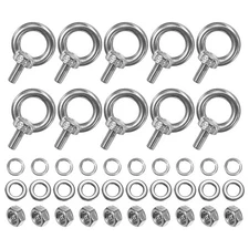 10-Sets Stainless Eyebolt M5x12mm Shoulder Lifting Eye Bolt with Nuts Washers