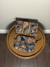 Vera Bradley Wallet  Cosmetic Bag Set   Retired Paisley Floral   Quilted Cotton