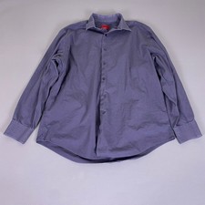 Alfani Dress Shirt Purple Micro Dot Men's 16-16.5 32-33 Large Slim Fit Stretch