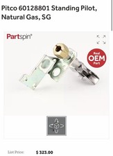 Pitco 60128801 Standing Pilot, Natural Gas / Propane. SG