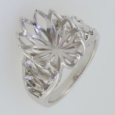 925 Sterling Silver Semi Mount Ring Oval 18x13mm Marquise Accent Settings