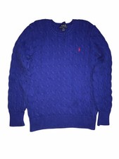 Polo Ralph Lauren Cable Knit Pullover Sweater Youth L 14-16 Blue Cotton C73