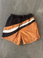 Vintage Basic Editions Swim Trunks Shorts Mens 80s 90s Orange Black White Size M