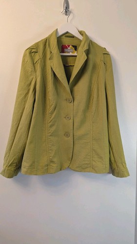 Per Una Green Linen Mix Fitted Jacket Size 18 . Unlined - Picture 1 of 11