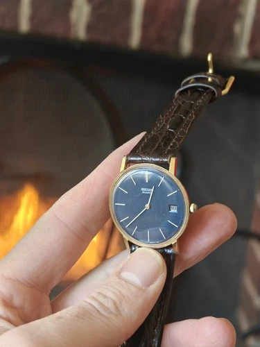 1978 Seiko 2639-8000 Blue Dial Gold Daydate With Minute And Hour Hands