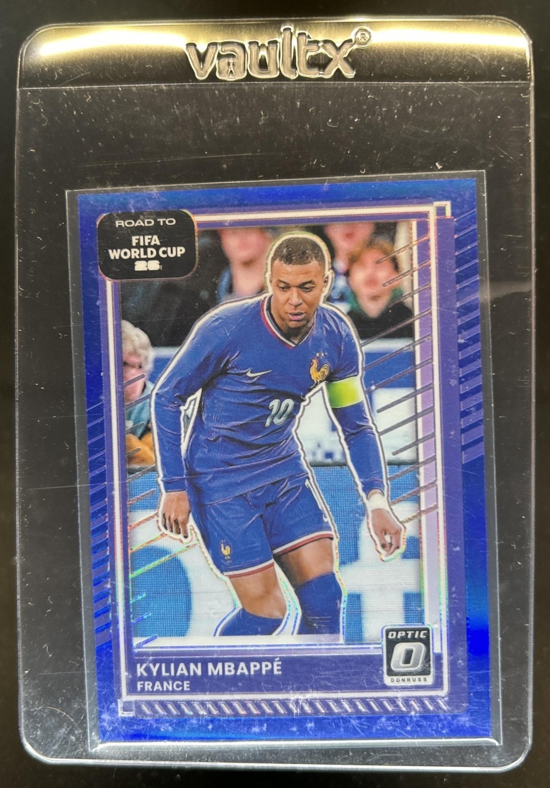 2025-26 Panini Donruss Road to FIFA World Cup 26' Kylian Mbappe Optic Blue #/75 view 1