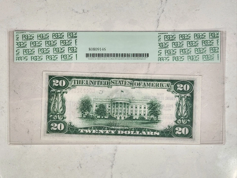 1929 $20 Federal Reserve Bank Philadelphia Fr 1870 National Currency PCGS 63 PPQ - Image 2 of 2