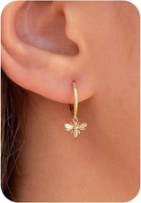 Huggie Earrings for Women-14K Gold/Silver/Black Plated Safety Pin Starfish...