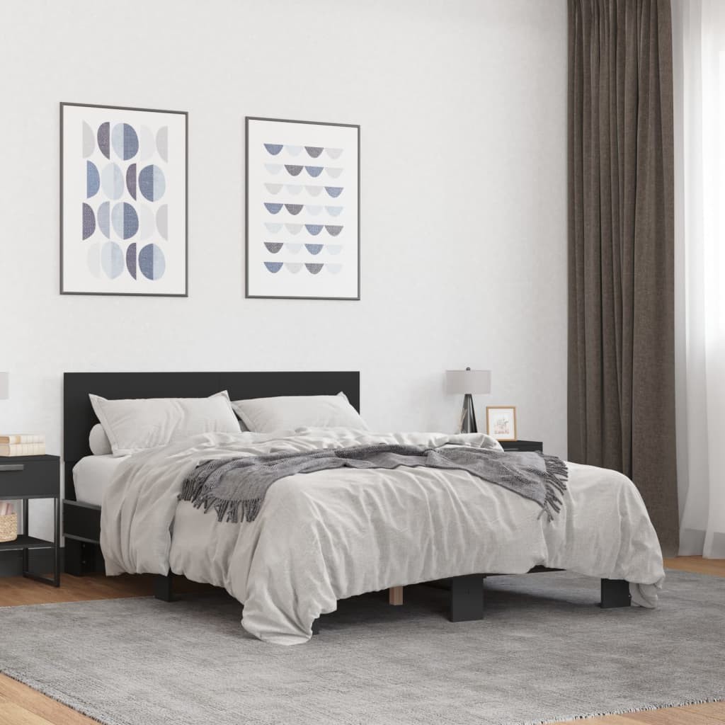 Giroletto Nero 120x200 cm in Legno Multistrato e Metallo 2404722