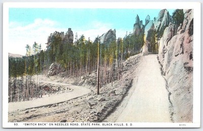 Needles Road Switchback Black Hills SD Linen Postcard Curteich Vintage
