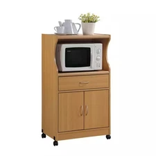 HODEDAH Microwave Cart Cabinet Space Storage Utensils Drawer Locking Casters