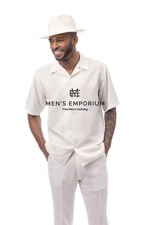 NEW Mens Montique 2 PC Summer Walking Set Leisure Suit Regular Fit 2603 Cream