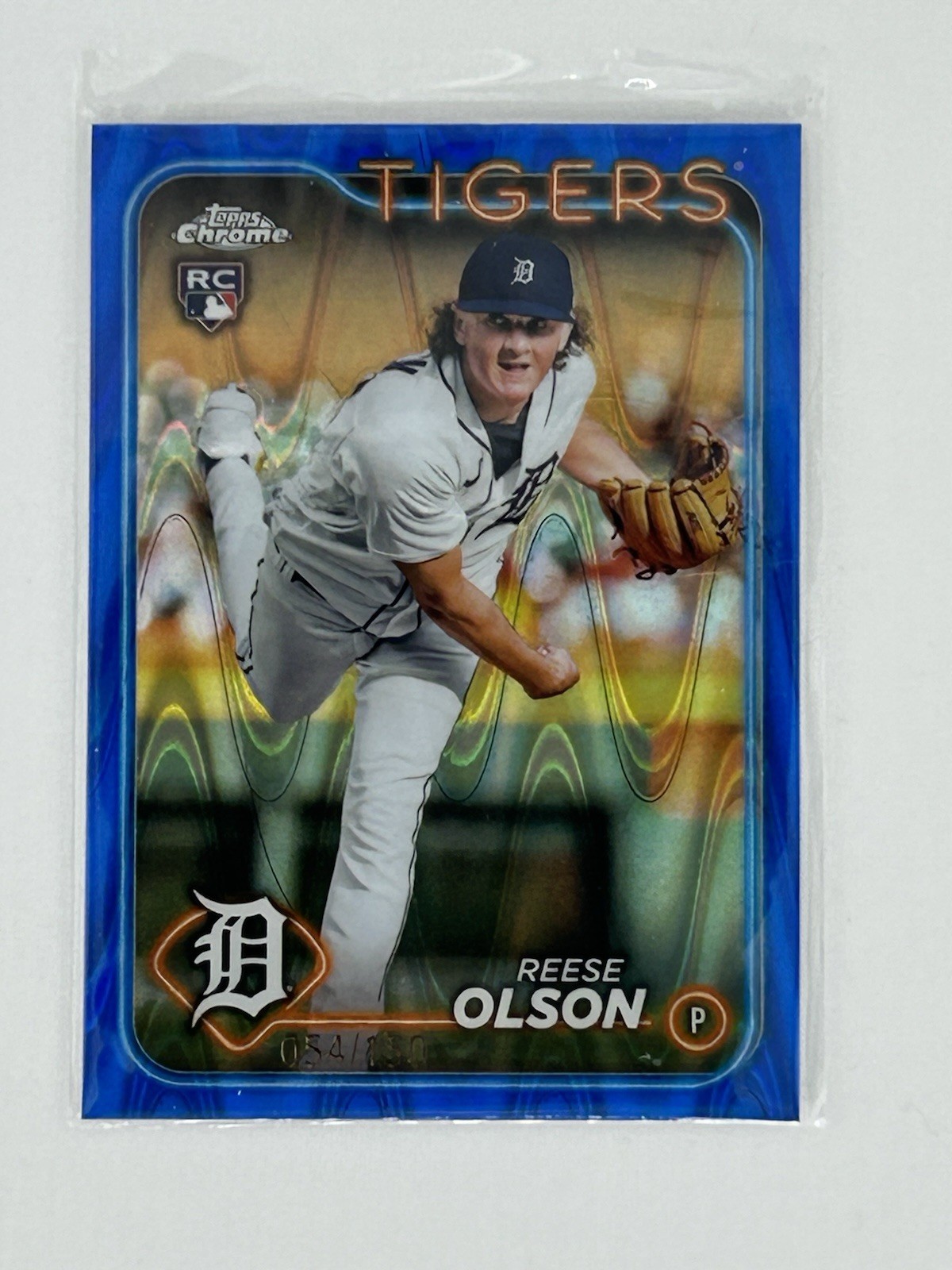 Reese Olson BLUE RAYWAVE REFRACTOR 2024 Topps Chrome RC 54/150 Tigers #40 RB