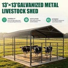 13×13ft Galvanized Livestock Shelter Steel Structure Barn Horse Goat Free Ship