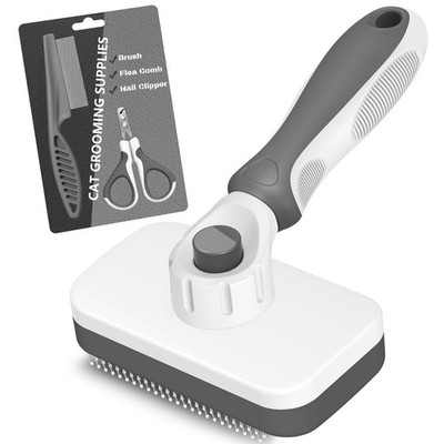 3PCS Cat Grooming Supplies, Brush & Nail Clipper/Trimmer & Flea Comb Grey