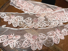 vintage rayon lace trim braid 18"pc rosebud pink ombre made in USA