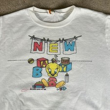 True Vintage 1986 Warner Bros Baby Tweety Bird White Sweatshirt Womens Size L