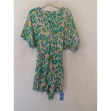 CUPSHE Women's Size S Green and Pink Mini Dress Abstract Print Kimono Sleeve