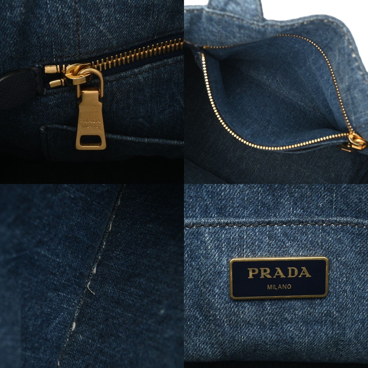 PRADA Canapa Mini Blue 1BG439 Ladies Denim Handbag AB Rank Used  from japan thumbnail 9