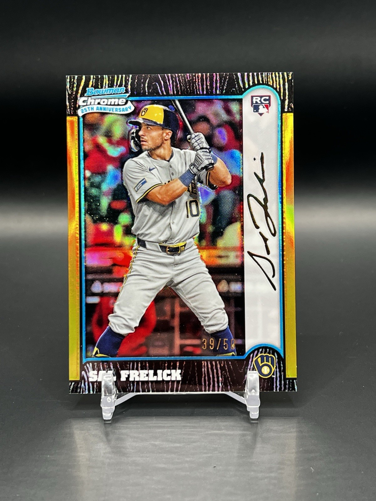 Sal Frelick 2024 Bowman Chrome RC 1999 25th Anniv. Gold Refractor /50 Brewers