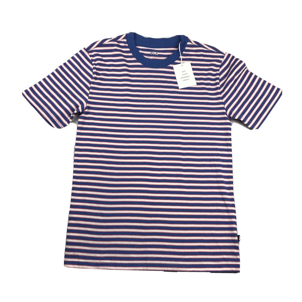 Free Assembly Shirt Mens XS Blue Striped Ringer Tee Tagless