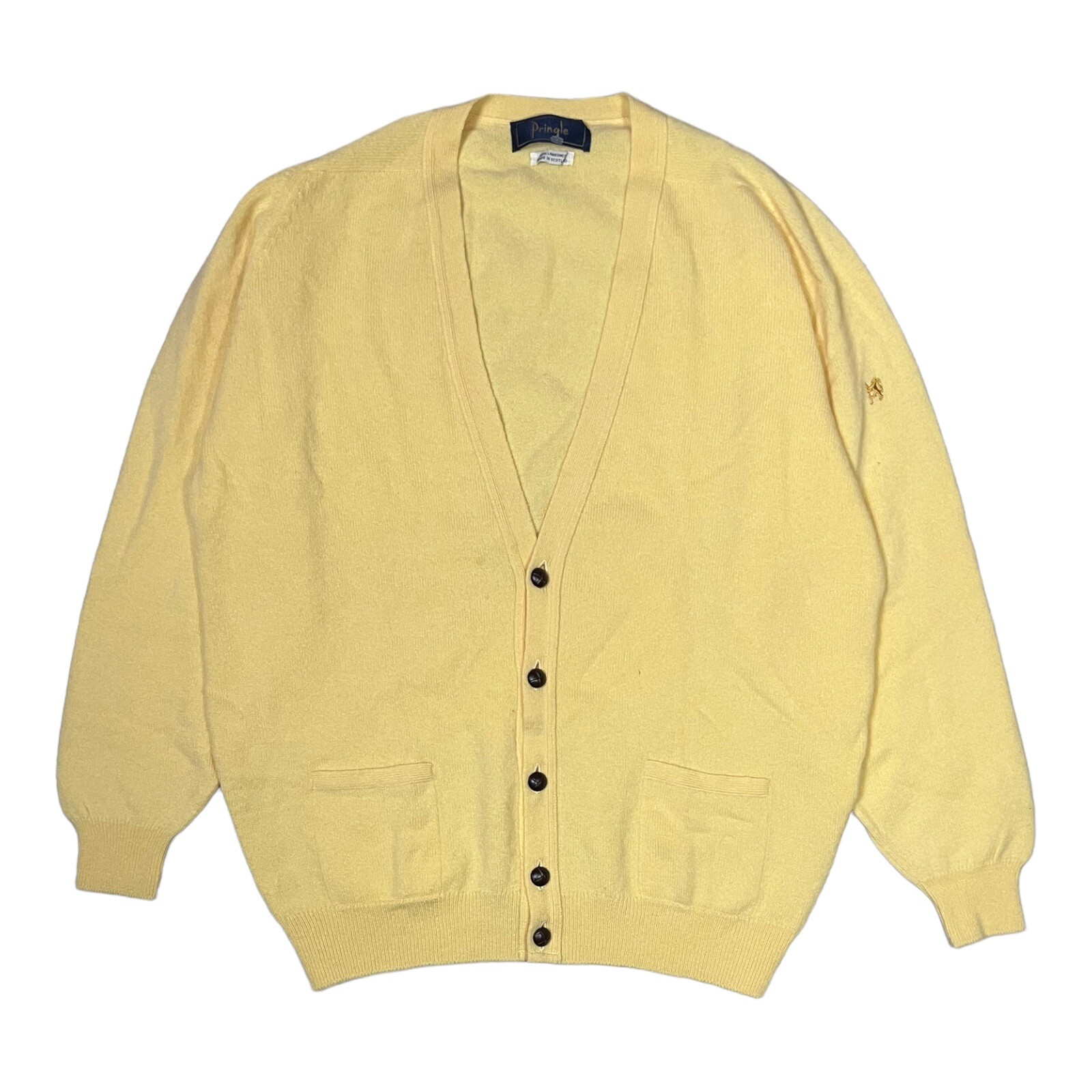 Pringle Of Scotland Men’s Yellow Lambswool Cardig… - image 1