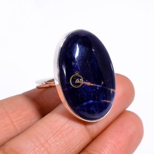 Natural Sodalite Gemstone Ring 925 Sterling Silver Statement Ring Gift Jewelry
