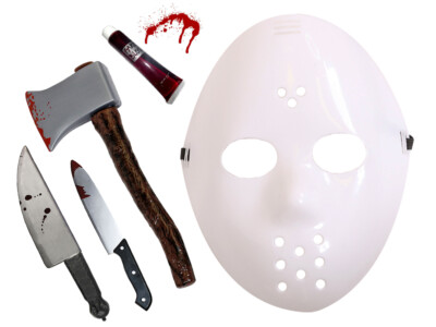HOCKEYMASKE KILLER SET KOSTÜM SLASHER BÖSEWICHT HORRORFILM HALLOWEEN KOSTÜM