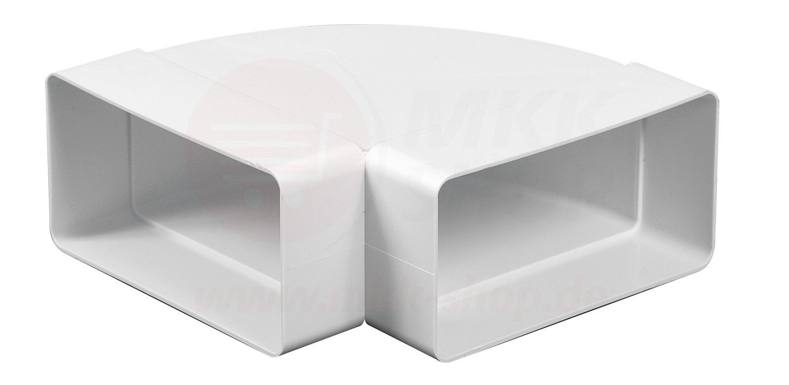 Flachkanalverbinder Mit Rückstauklappe – Für Abluft/Zuluft, Größe 110x55 Mm, Weißer Kunststoff