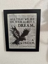 Raven Poster - Vintage Wall Art - 10x12 framed