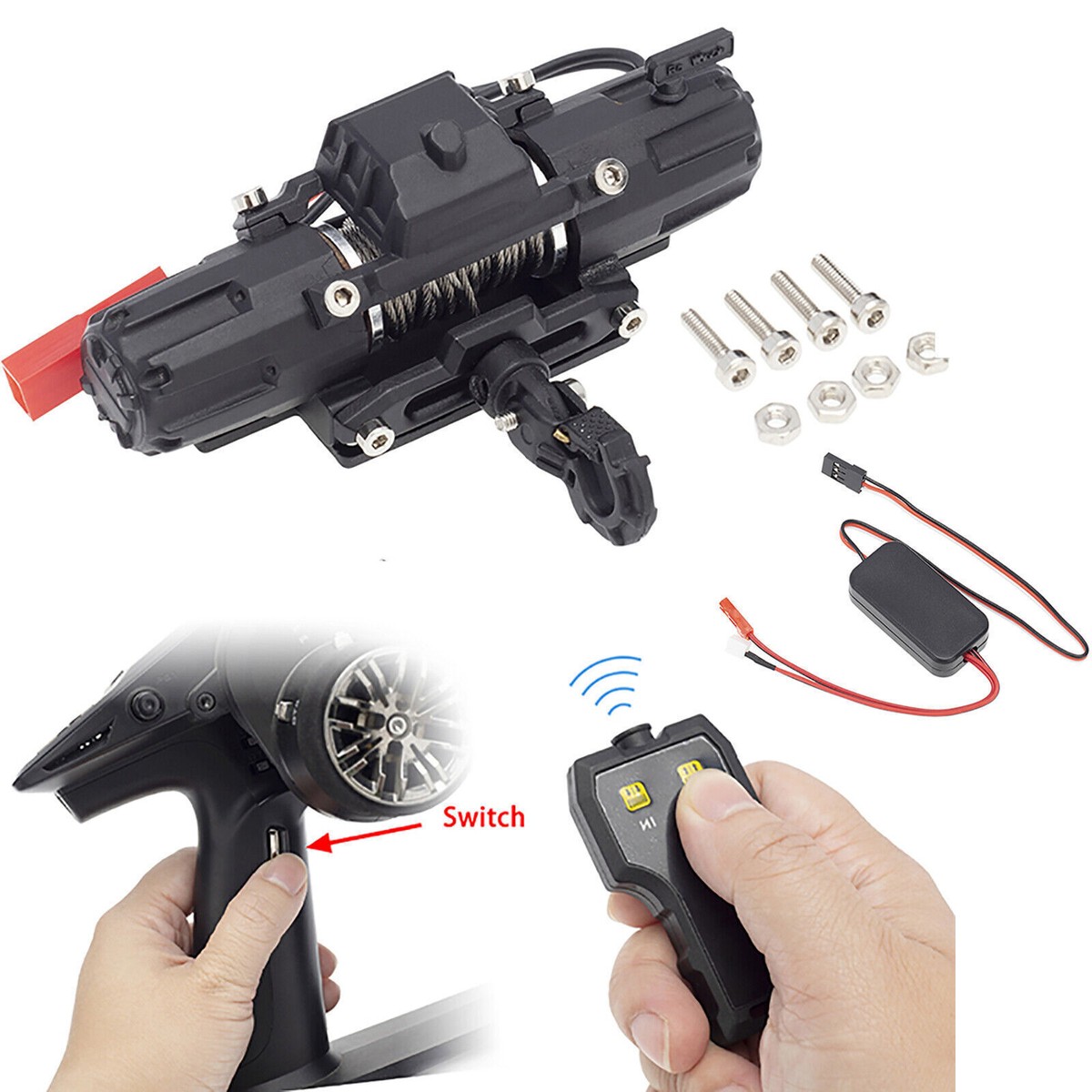 1/10 Scale RC Winch - Metal Automatic Winch For Axial SCX10, TRX4 RC Crawler Trucks (B Type)