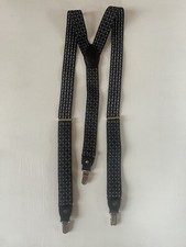 IKE BEHAR Black Geo Suspenders Adjustable Metal Clasps Formal