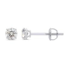 Solid 10K White Gold Real Moissanite Stud Earrings Pass Diamond Tester 1/4ctw