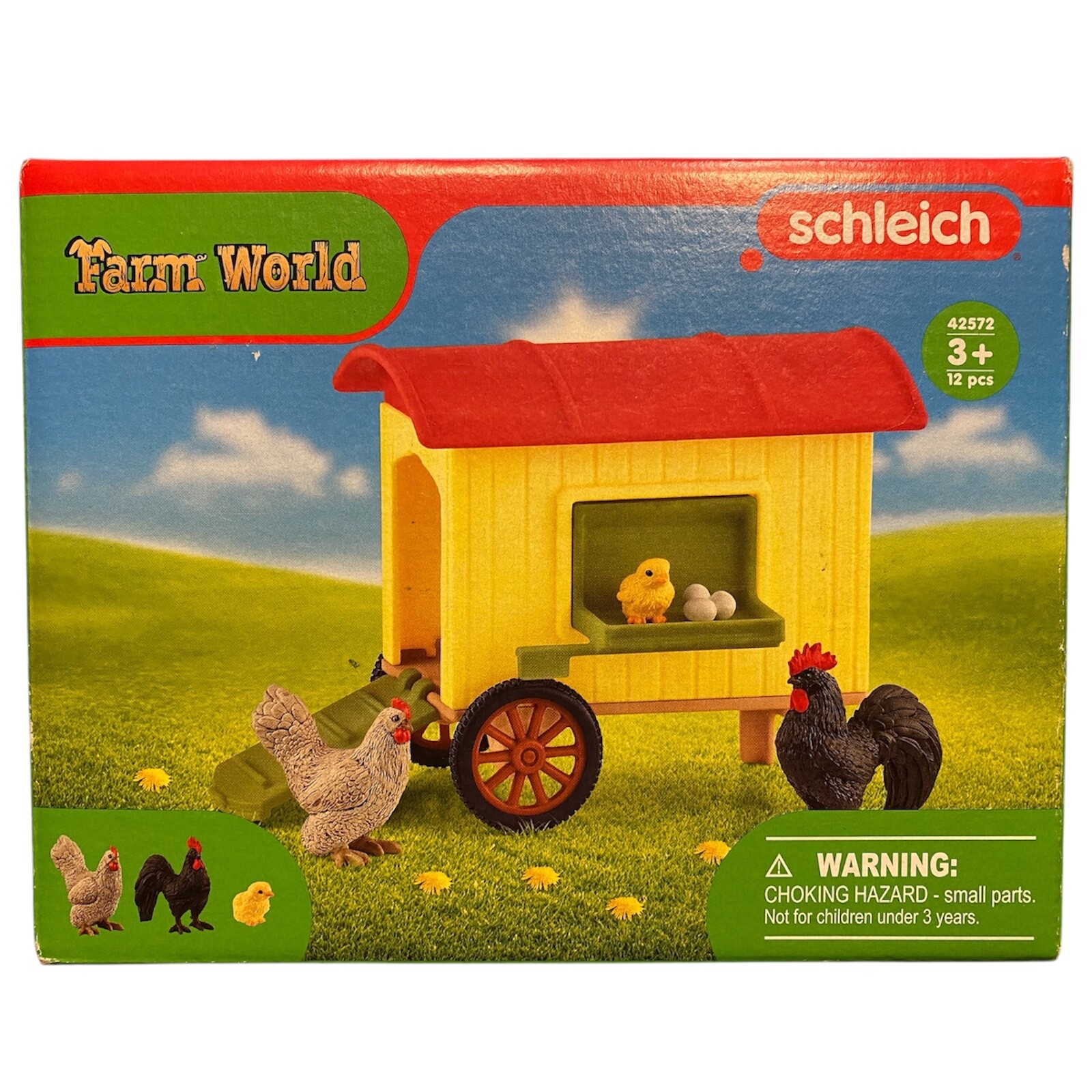 NEW Schleich Farm World Chicken Coop Set with Rooster Hen and Chick 12 Pieces