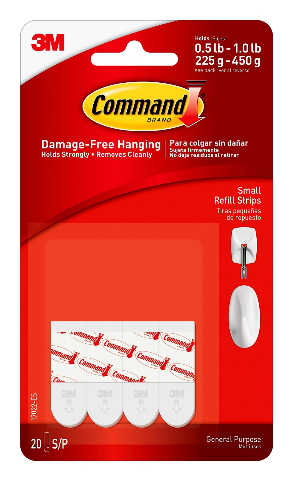 17022 -17022-ES Small Wire, 16-Hooks, 24, Organize Damage-Free, 20 Strips, Wh...
