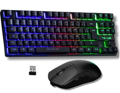 THE G-LAB Combo TUNGSTEN Tastatur Maus Hintergrundbeleuchtung AZERTY Französch