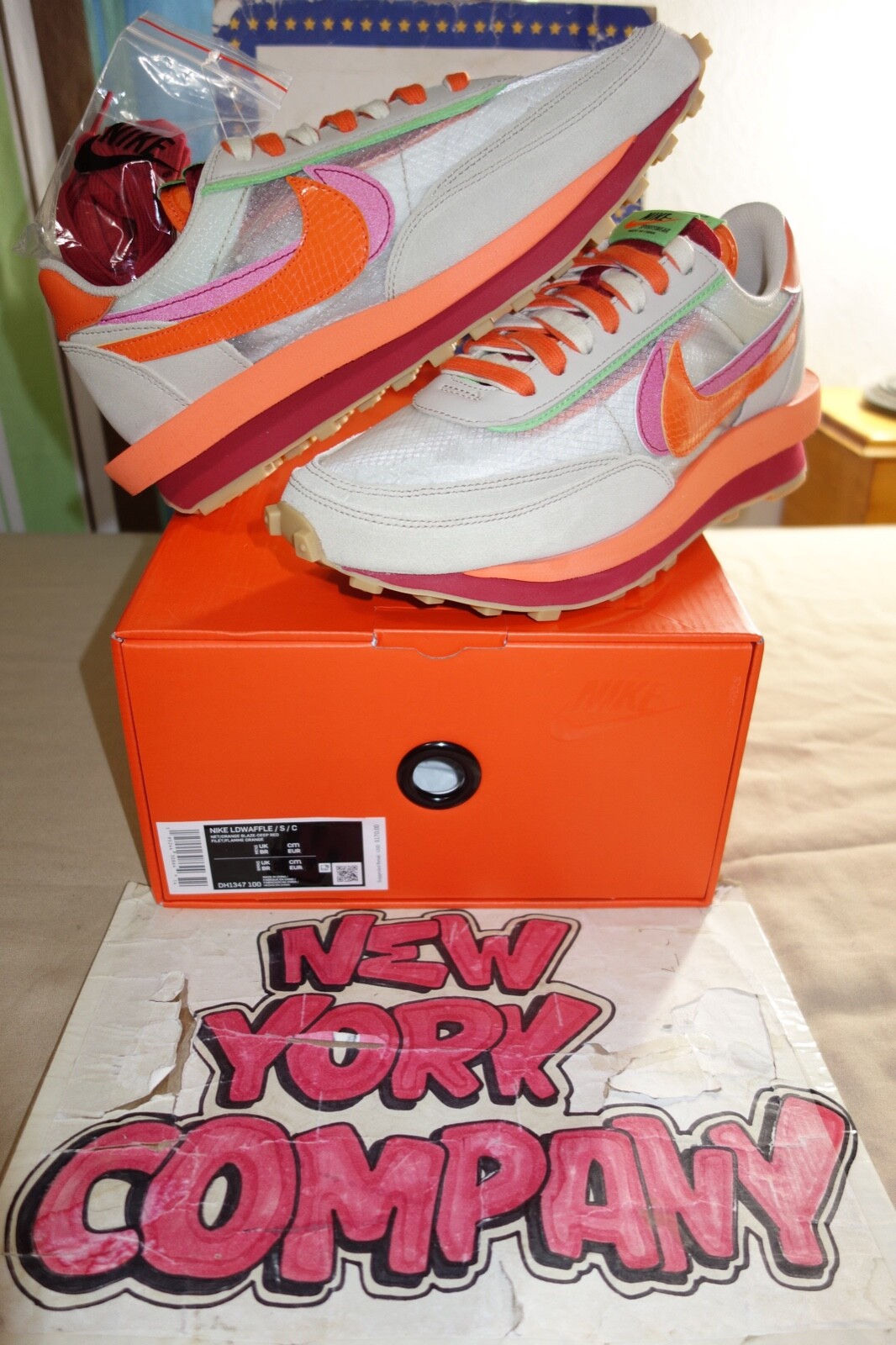 SACAI X NIKE Nike LDWaffle S C ""Sacai x Clot: Kiss Of Death"" Nt Orng Bl Dp rosso DH1347 100