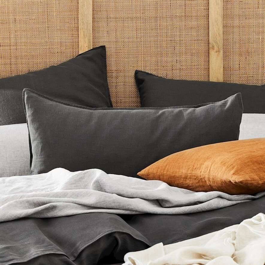 Black linen bed outlet