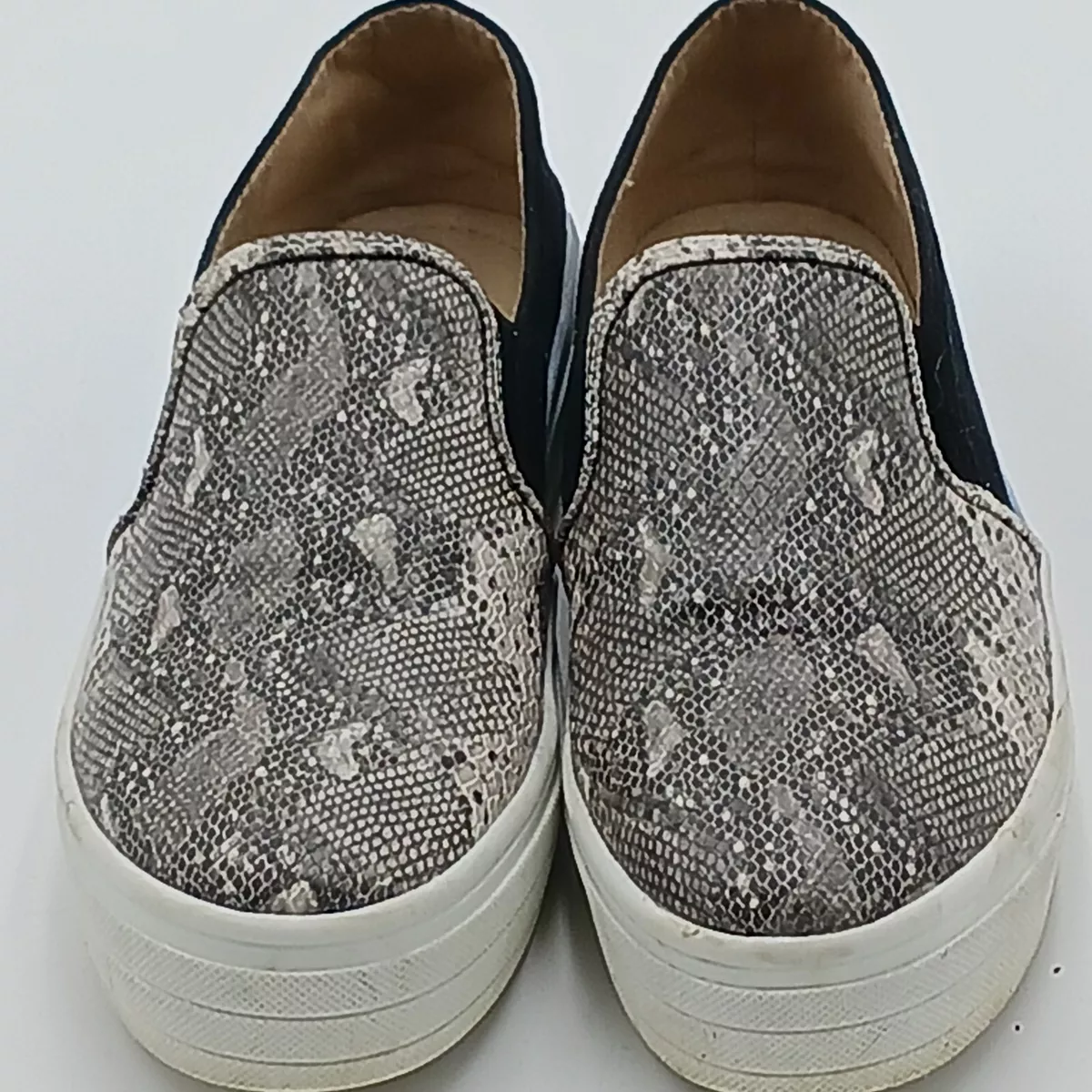 Womens snake print slip on sale sneakers