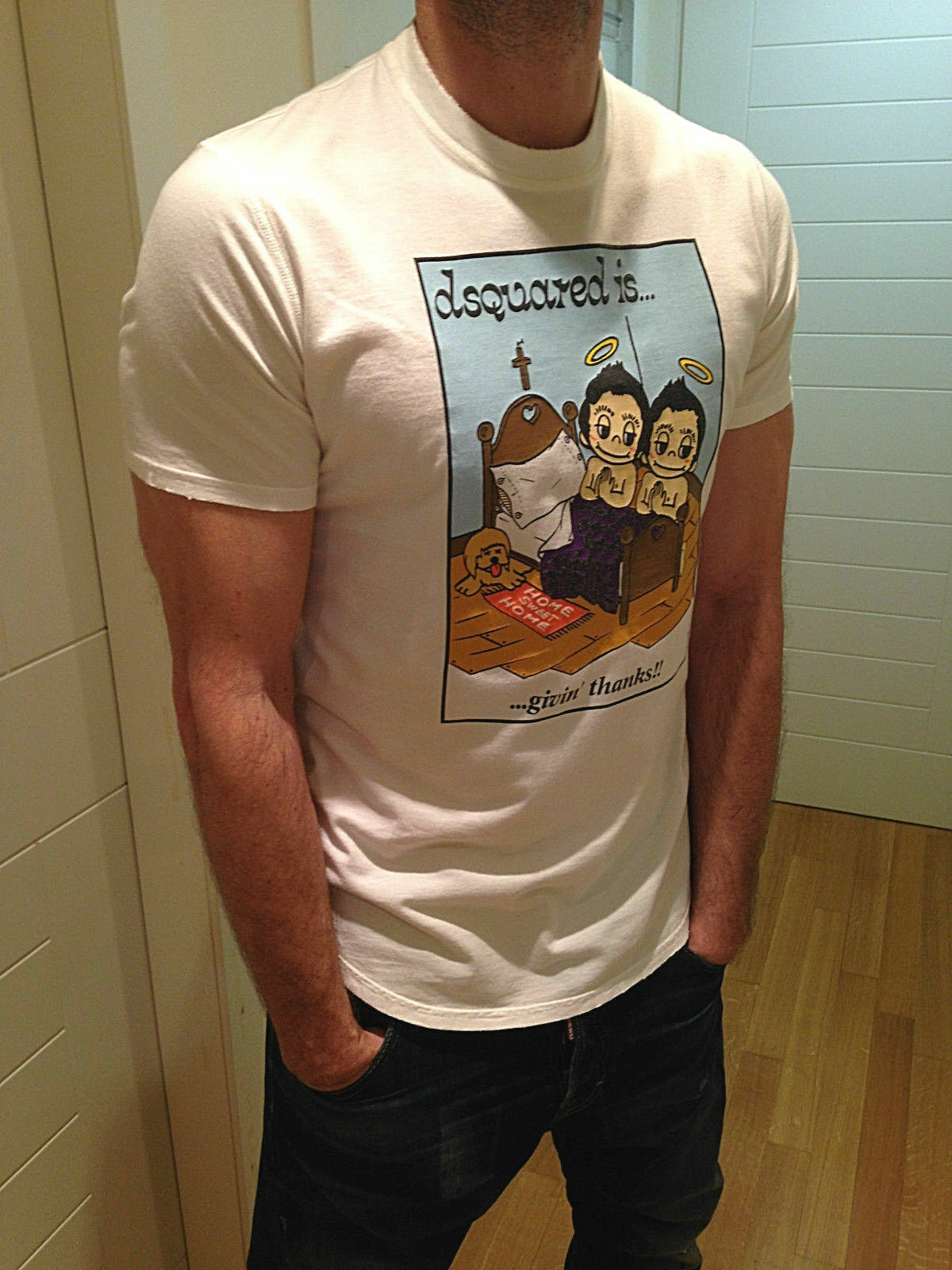 RRP €300 Authentic DSQUARED T-shirt "...givin' thanks!!" 71XM540 tag L image 2