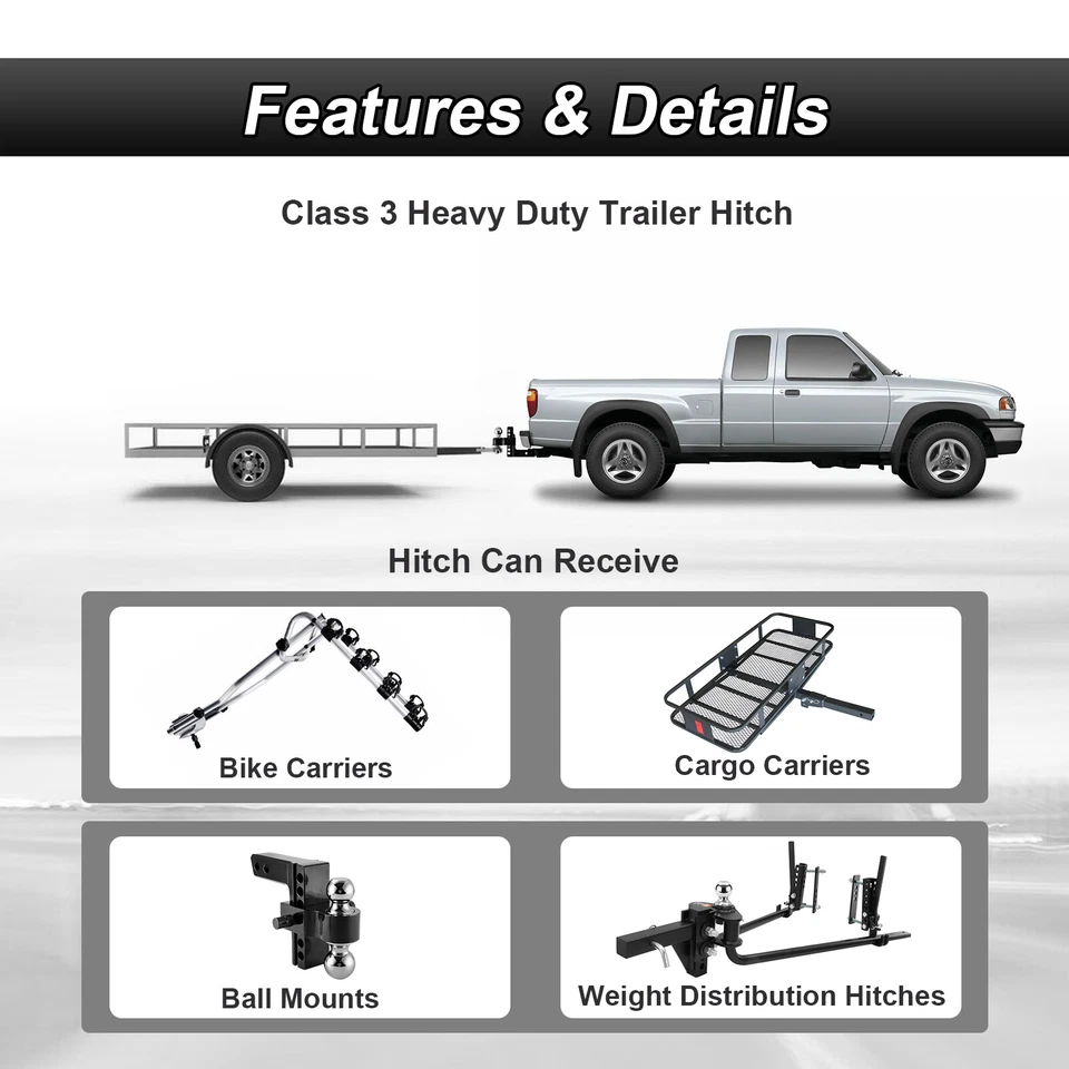 Receptor de enganche de remolque clase III sin perforación de 2"" para Ford Ranger 1983-2011 Foto 3 de 4