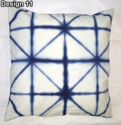 Tie Dye Indigo Cushion Cover 16x16 Shibori Boho Decorative Throw Pillowcase Sham