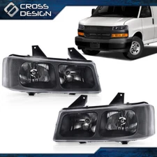 Pair Clear Lens Headlights Lamps Fit For 2003-2019 Chevy Express GMC Savana Van