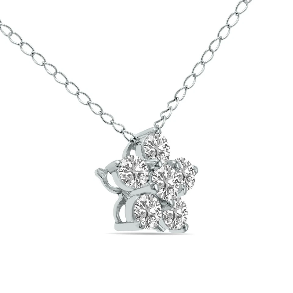 Кулон из белого золота 10 карат с выращенным в лаборатории бриллиантом звезда 1/2 карата - Изображение 2 из 4